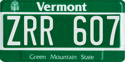 VT license plate ZRR607