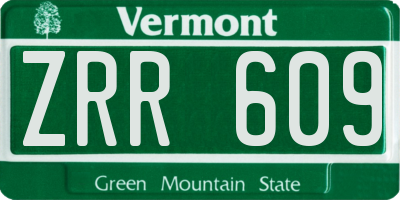 VT license plate ZRR609