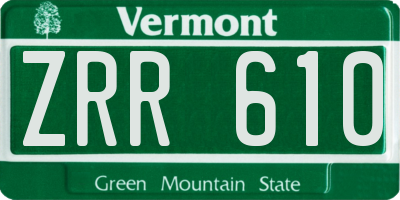 VT license plate ZRR610