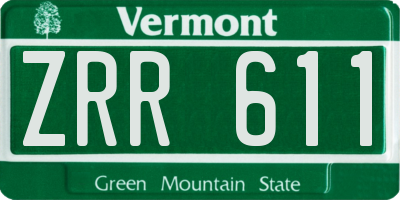 VT license plate ZRR611