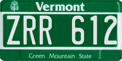 VT license plate ZRR612