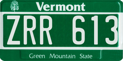 VT license plate ZRR613