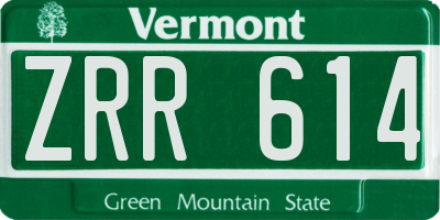 VT license plate ZRR614