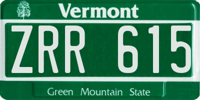 VT license plate ZRR615
