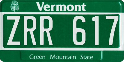 VT license plate ZRR617