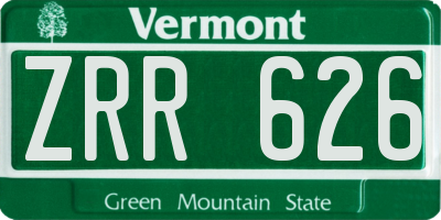 VT license plate ZRR626