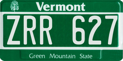 VT license plate ZRR627