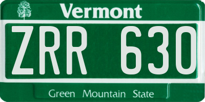 VT license plate ZRR630
