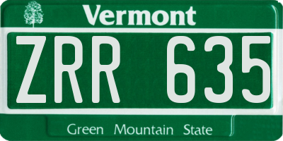 VT license plate ZRR635