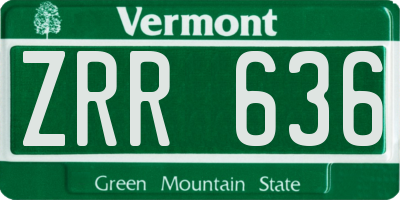 VT license plate ZRR636