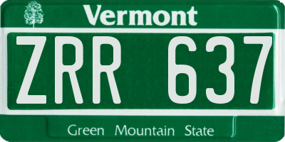 VT license plate ZRR637