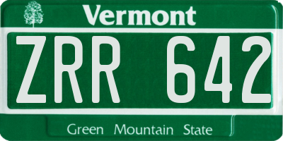 VT license plate ZRR642