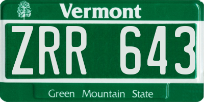 VT license plate ZRR643