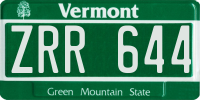 VT license plate ZRR644