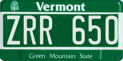 VT license plate ZRR650