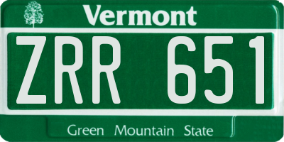 VT license plate ZRR651