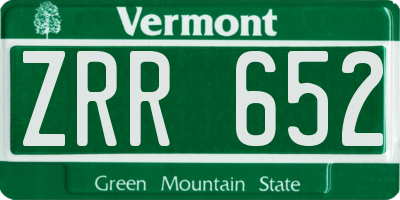 VT license plate ZRR652