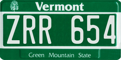 VT license plate ZRR654