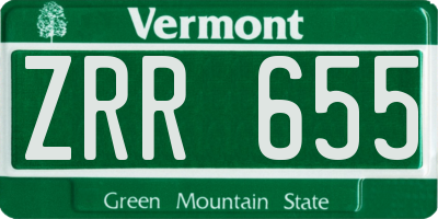 VT license plate ZRR655