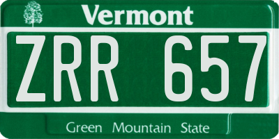VT license plate ZRR657