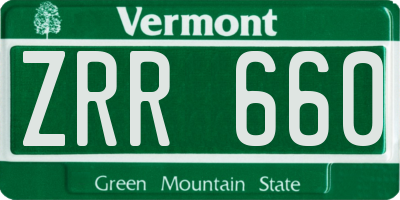 VT license plate ZRR660
