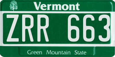 VT license plate ZRR663