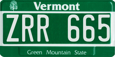 VT license plate ZRR665