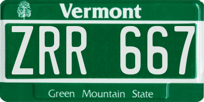 VT license plate ZRR667