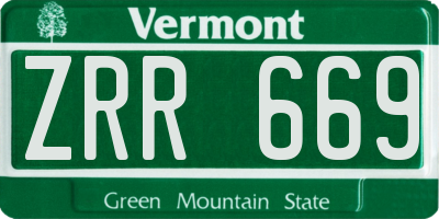 VT license plate ZRR669