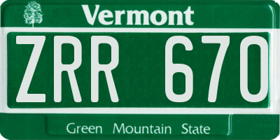 VT license plate ZRR670