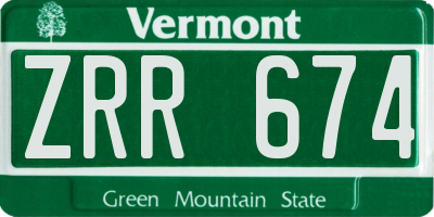 VT license plate ZRR674