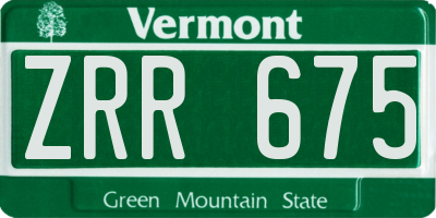 VT license plate ZRR675