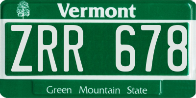 VT license plate ZRR678