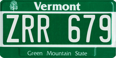 VT license plate ZRR679