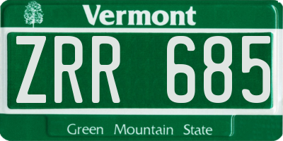 VT license plate ZRR685