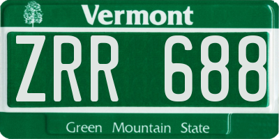 VT license plate ZRR688
