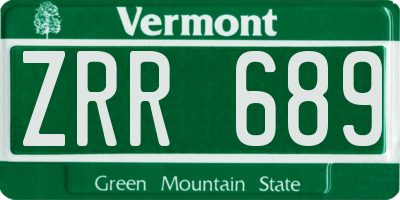 VT license plate ZRR689