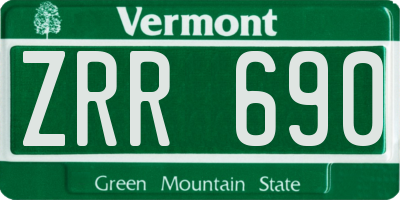 VT license plate ZRR690