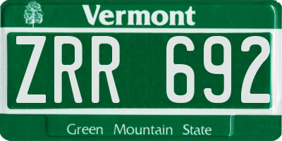 VT license plate ZRR692