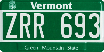 VT license plate ZRR693