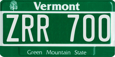 VT license plate ZRR700