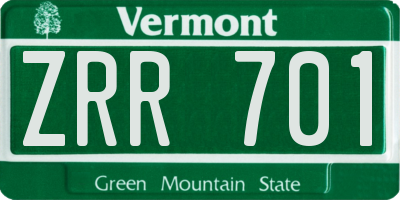 VT license plate ZRR701