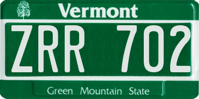 VT license plate ZRR702
