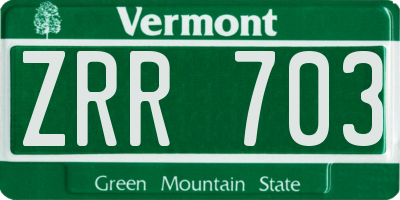 VT license plate ZRR703