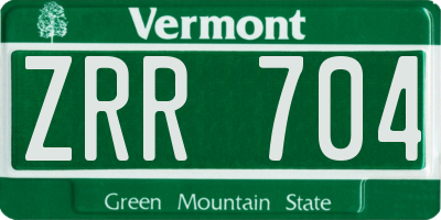 VT license plate ZRR704
