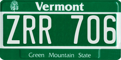 VT license plate ZRR706