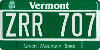 VT license plate ZRR707