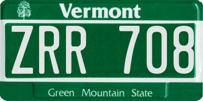 VT license plate ZRR708