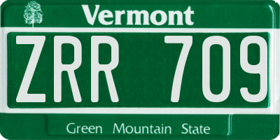 VT license plate ZRR709