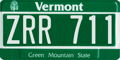 VT license plate ZRR711